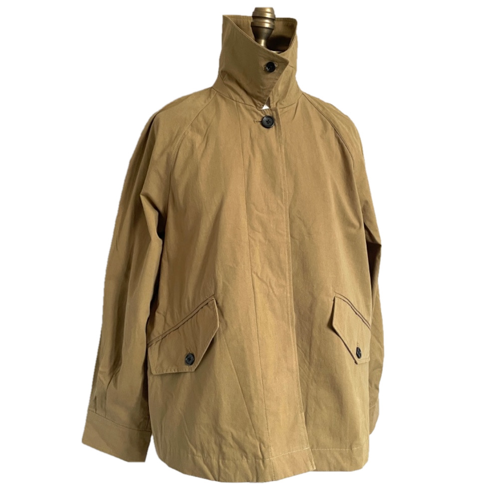 🛑 Warm Khaki Cropped Trench Coat - Small, but OVERSIZED!